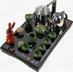 高清產(chǎn)品實(shí)物PNG免費(fèi)下載 茶具套裝電磁爐四合一素材圖片，盡在千庫(kù)網(wǎng)